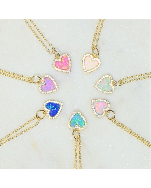 KAMARIA Blue Mini Opal Heart Necklace With Crystals