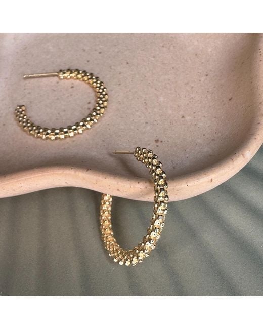 Clemence Wren Metallic Statement Bobble Textured Hoops