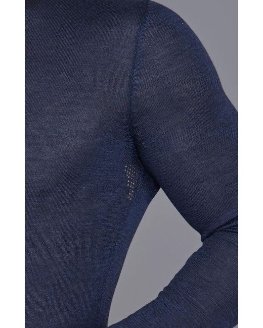 Paul James Knitwear Blue Midweight Merino Activewear Base Layer Zeus Top