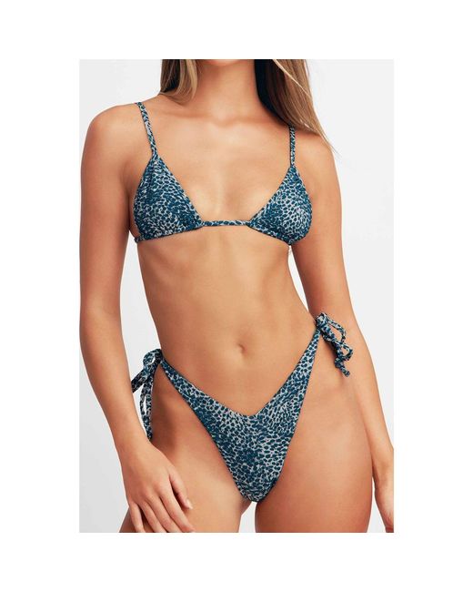 Blackbough Swim Blue Cynthia Side-Ties Cheeky Bottoms Snow Leopard Jacquard