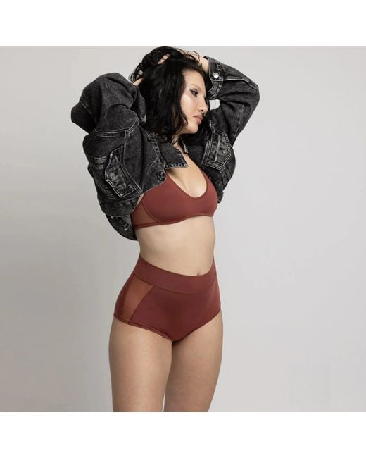MONIQUE MORIN LINGERIE Brown Core Scoop Neck Bralette Sugar