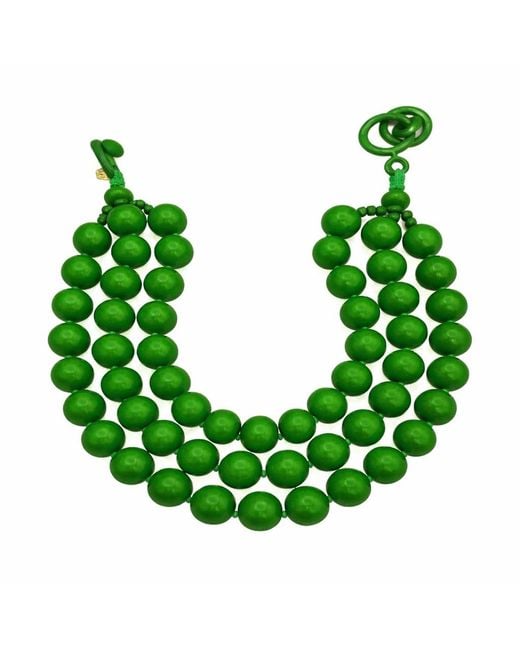 Michael Nash Jewelry Green Georgiana Faceted Three Strand Resin Necklace