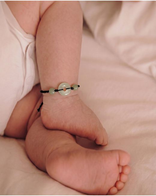 seree White Baby Collection Peace Buckle Woven Baby Bracelet Anklet