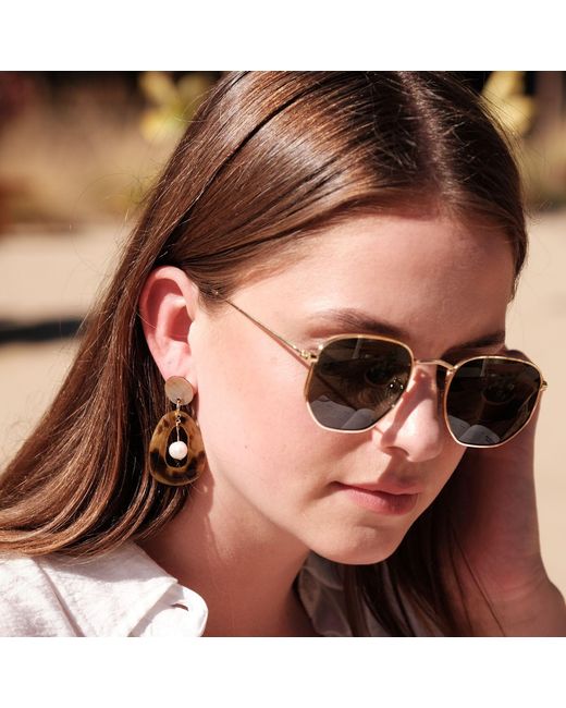 LIKHÂ Metallic Tiger Hollow Mother-Of-Pearl Earrings