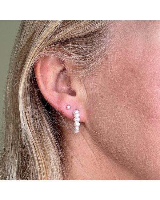 Clemence Wren Metallic Freshwater Pearl Medium Hoop Earrings