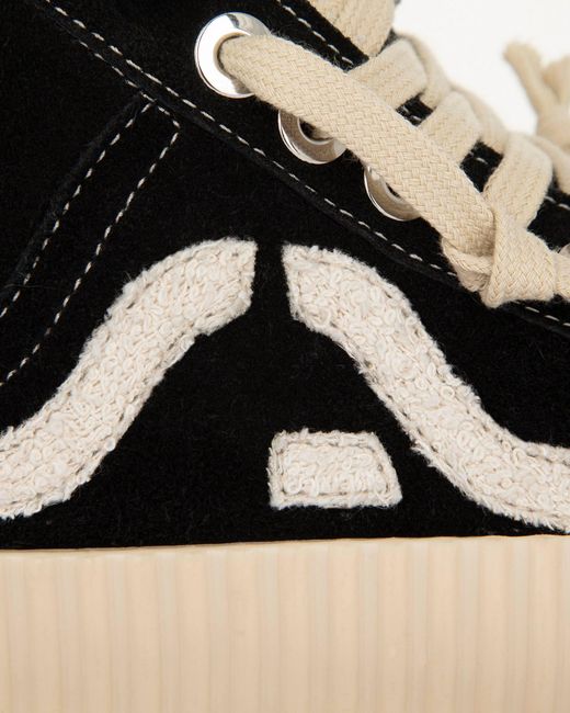 Springa | Unique Vulcanized Sneakers Italian Handmade Black Wavy Suede Embroidery Sneakers for men