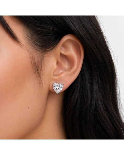 Pearl Code White Angel Heart Studs — Fine Jewelry Moissanite, Gift Ready
