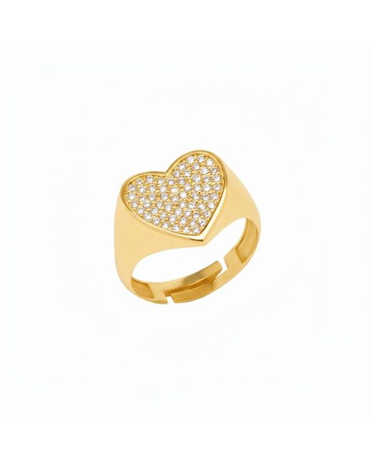 Spero London Metallic Sterling Pave Heart Signet Ring