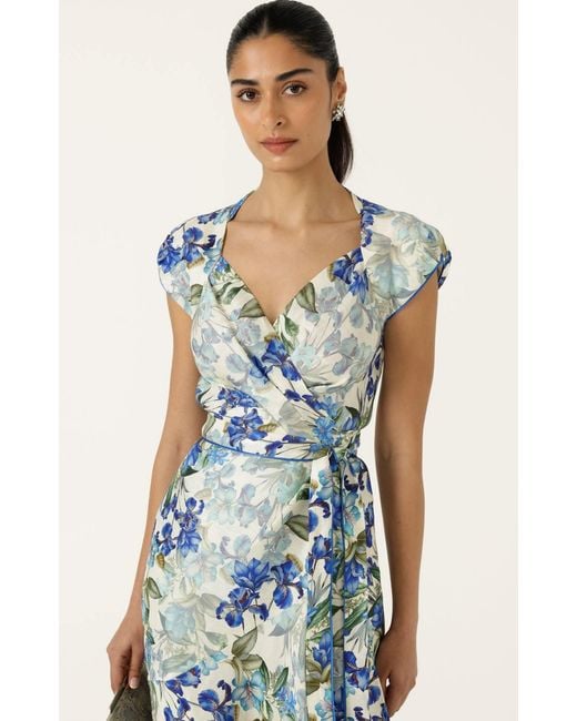 SACHA DRAKE Blue Mariette Wrap Dress