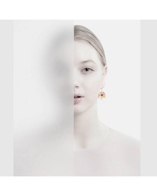 Laura Daili Metallic Neutrals Sakura Bloom Asymmetric Glass Earrings