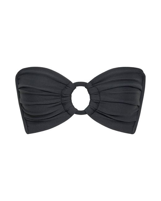 Montce Black Charcoal Tori Ties Bandeau Bikini Top
