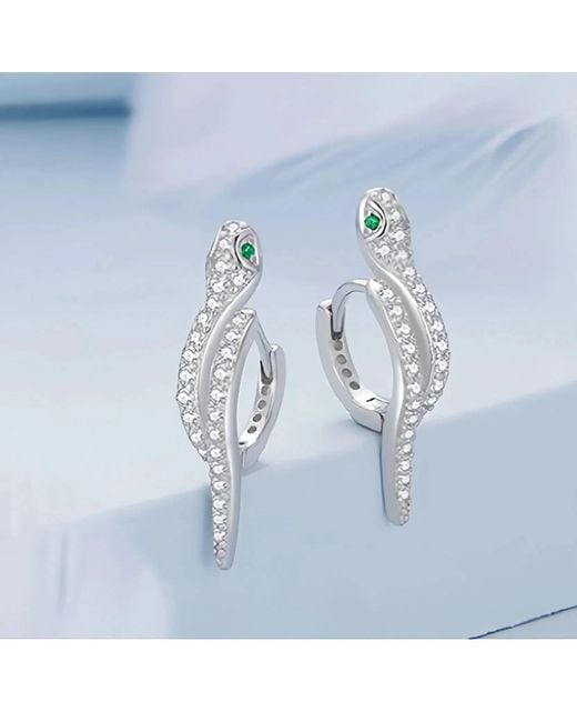 Angel Barocco Metallic Serpent Sparkle Hoop Earrings – & Vermeil