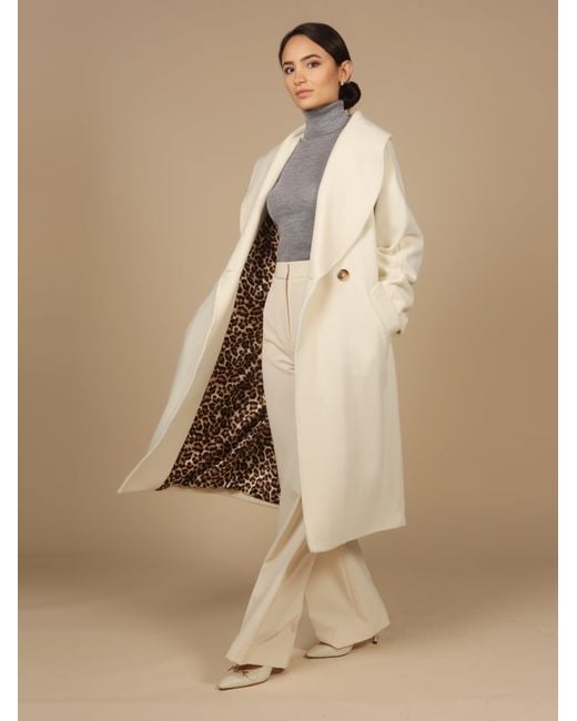 Santinni Natural 'Hepburn' 100% Italian Virgin Wool & Cashmere Coat