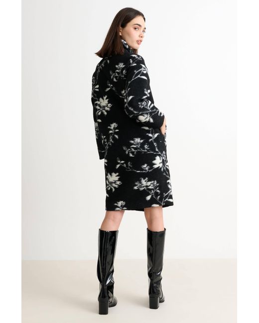 Louche Black Donalda Power Bloom Funnel Neck Coat