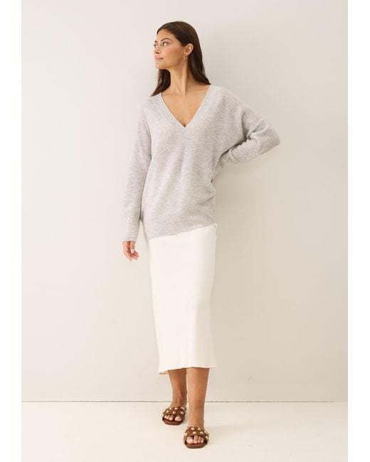 Loop Cashmere Gray Relaxed Lofty V Neck Sweater