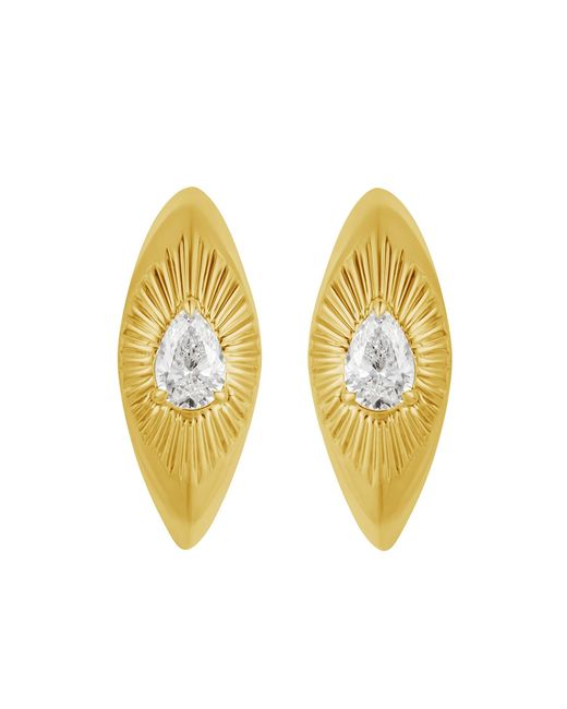 Artisan Metallic Pear Shape Diamond Sunburst Hoop Earrings