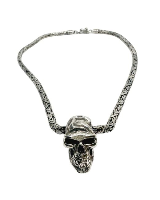 Tg-Jewellery by Tamara Gervasio Metallic Sterling Skull Pendant Necklace – Oneself Japanese Symbol Engraving for men