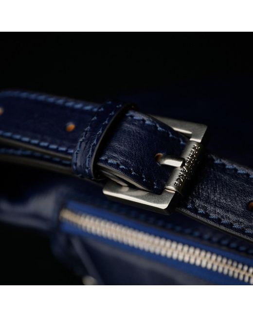 Time Resistance Blue Leather Sling Bag Belly Bag for men