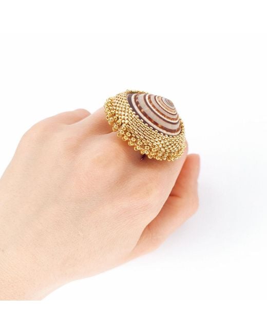 Oana Savu Metallic Sea Shells Glass Beads Unique Ring Summer Ocean Inspired