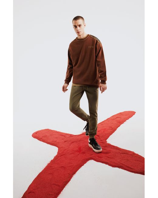 Pcfg Brown Crochet Sweat for men