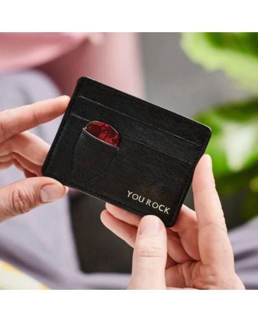 VIDA VIDA Blue Guitar Plectrum Leather Card Holder for men