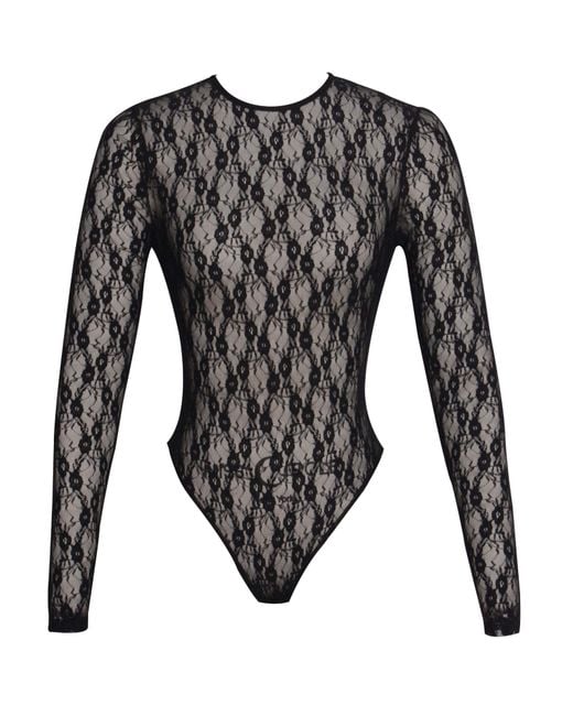 Miss Circle New York Black Maisie Lace Long Sleeve Bodysuit