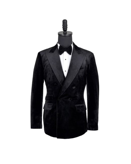 DAVID WEJ Blue Maison Velvet Double Breasted Blazer – for men