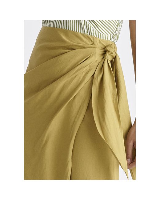 Paisie Yellow Linen Blend Wrap Skirt