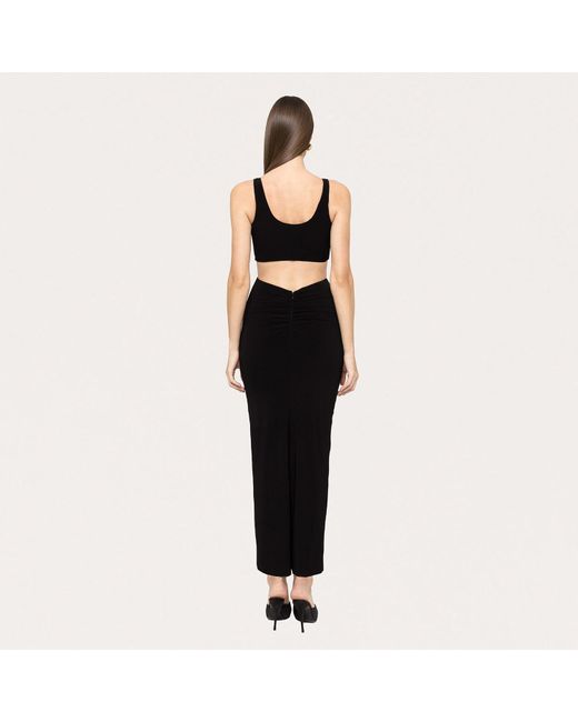 Nissa Black Cut-Out Jersey Midi Dress