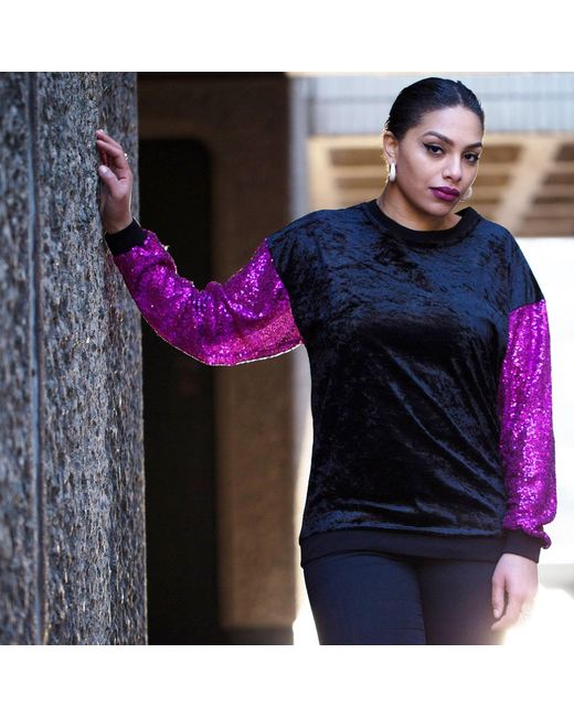Quillattire Purple Retro Sequin & Velvet Jumper