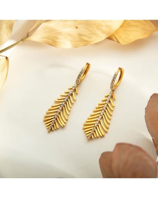 Milou Jewelry Metallic Rowan Leaf Drop Earrings
