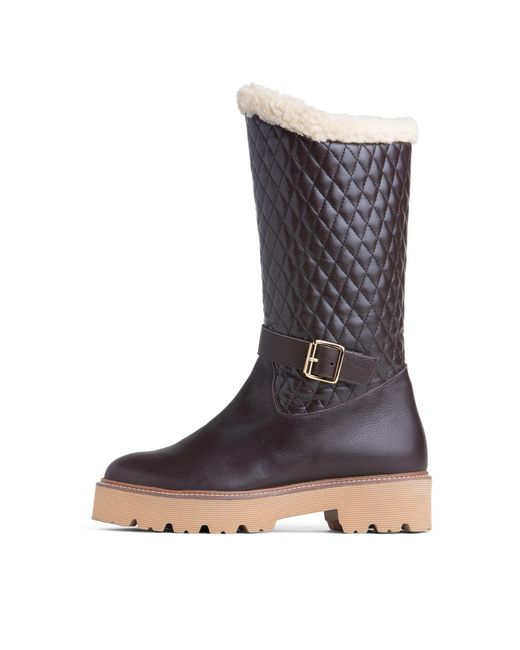 Beautiisoles by Robyn Shreiber Made in Italy Brown Tulsa Leather Lug Sole Winter Boot