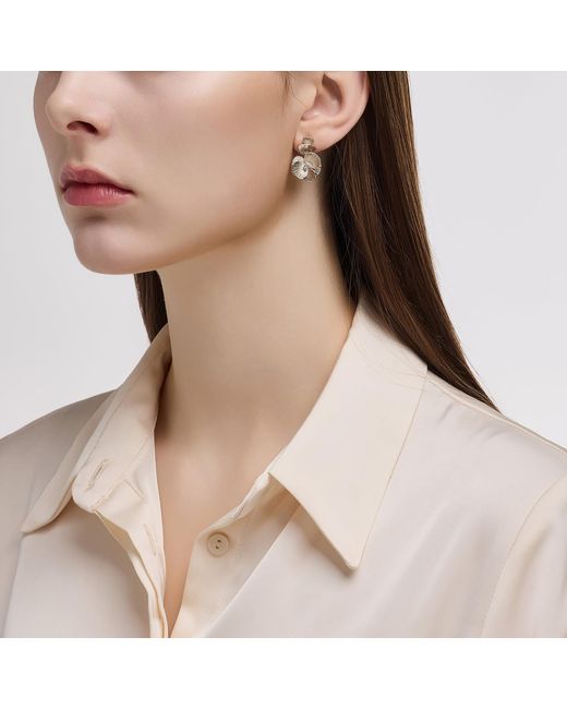 Didier Dubot Metallic La D. D Poppy Flower Drop Earring