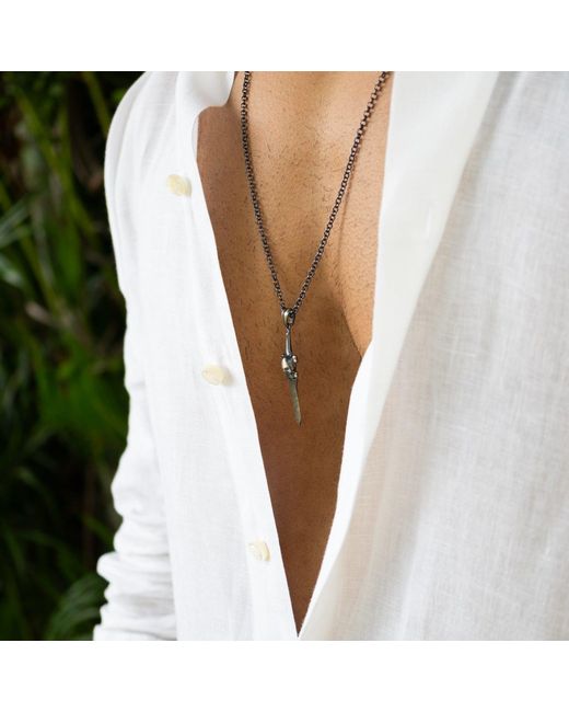 Ebru Jewelry Metallic Skull Blade Warrior Necklace for men