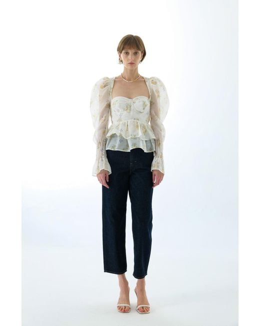 We Are Kindred White Cynthia Silk Long Sleeve Top