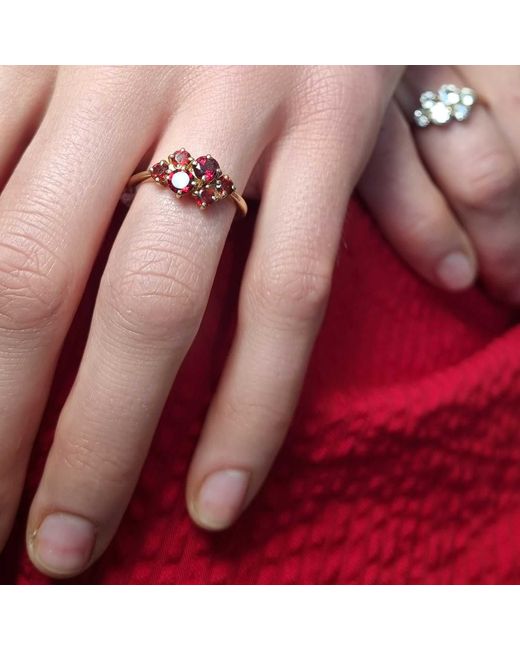 Lee Renee Red Garnet Cluster Ring