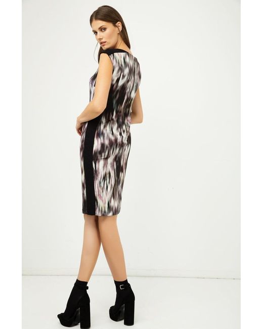 Conquista Black Sleeveless Print Dress