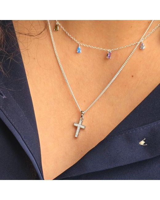 Harfi White Cubic Zirconia Meaningful Cross Pendant Necklace