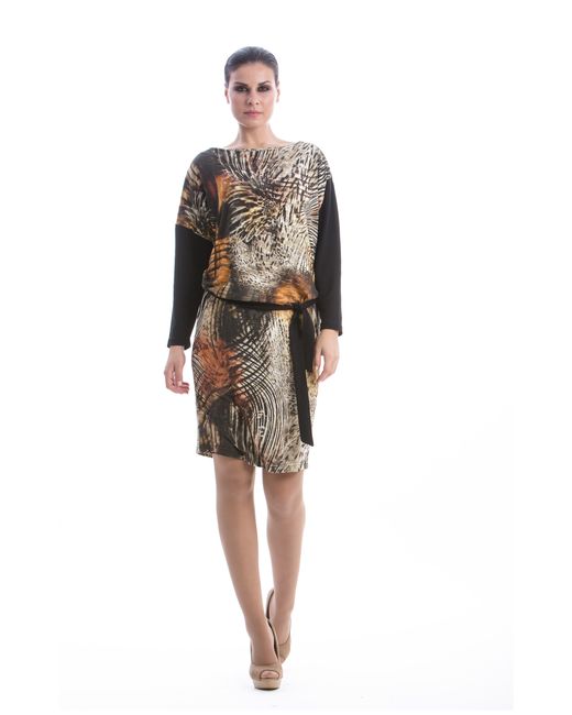 Conquista Black Animal Print Dress