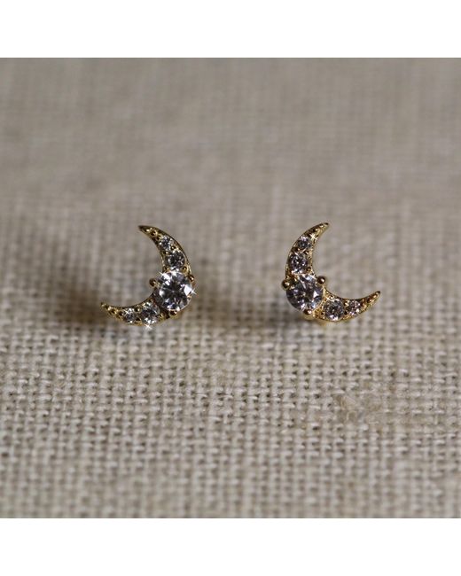 VicStoneNYC Fine Jewelry Metallic Shiny Crescent Moon Stud Earrings