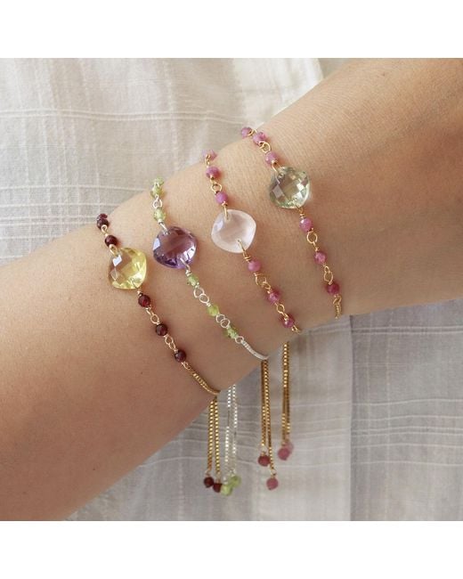 MOUNIR LONDON Metallic Cushion Cut Rose Quartz Slider Bracelet