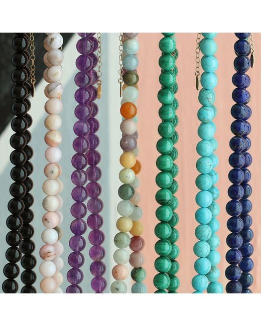 Kris Nations Metallic Mixed Gemstone Baller Beaded Necklace