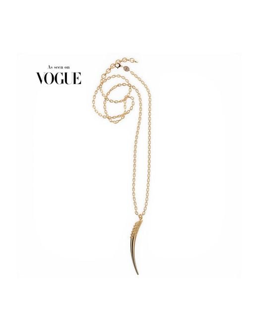 Linda Fiore Metallic Long Necklace With Horn Pendant, Vermeil