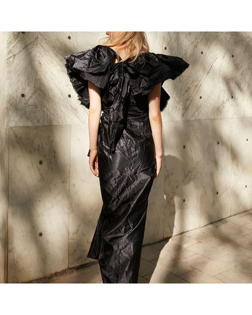 Miro Misljen Black Midnight Ruffle Statement Gown