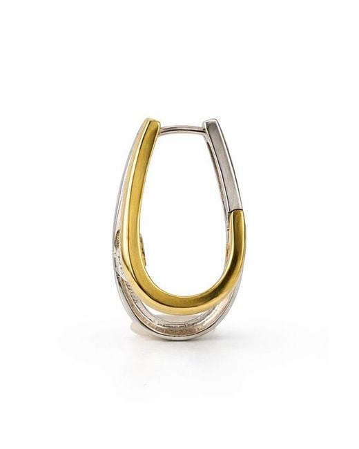 The Link Between Metallic Pile Poil Two Tone Hoop Earrings