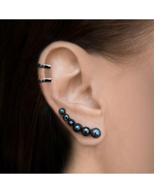 SALLY SKOUFIS Blue Luna Ear Climber With Natural Pearl