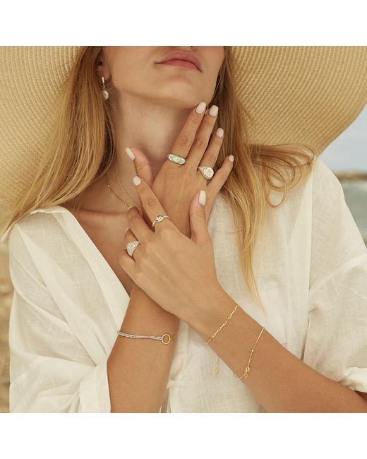 Spero London Metallic Adjustable Multi Pastel Color Enamel Sterling Vermeil Signet Ring