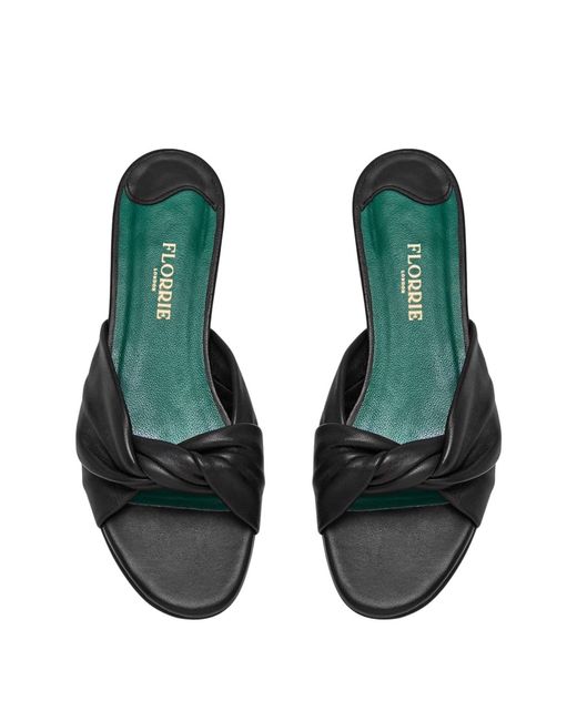 Florrie Black Emma Flat Leather Sandal