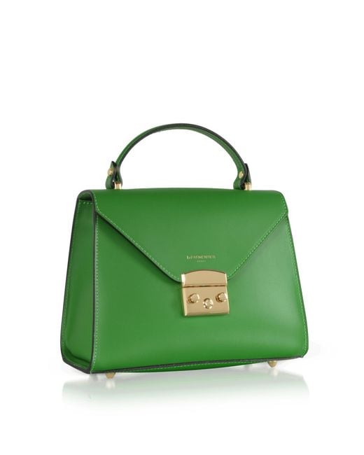 Le Parmentier Green Peggy Leather Top Handle Satchel Bag
