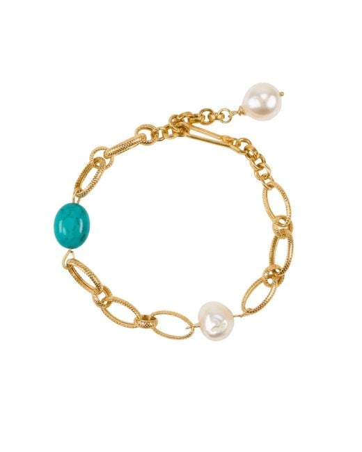 LINYA JEWELLERY Metallic Belz Pearl Chain Bracelet